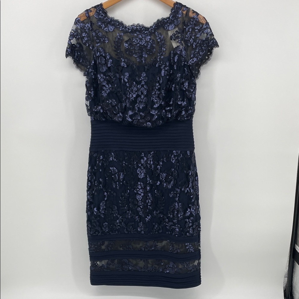 Tadashi Shoji Sequin Cocktail Dress in Navy 8 A15